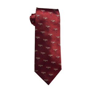 New with tag Doppeldecker Biplane Silk Tie in Ruby
